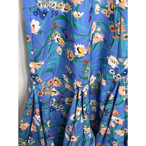 LaRoque Blue Floral Midi Dress XS NWT Ruffle Hem Romantic Cottagecore Boho - Picture 8 of 9